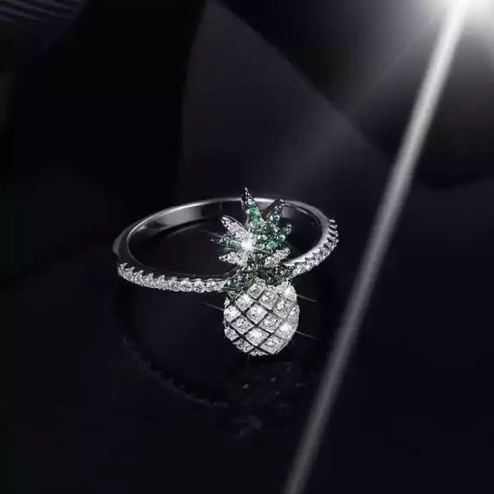 New 925 Cute Fruit Pineapple Cubic Zircon Ring - Picture 3 of 7
